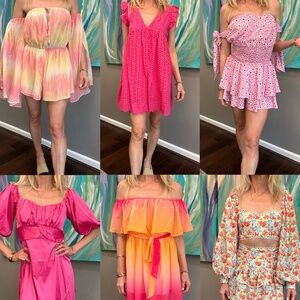 Lot of twelve dresses and rompers. Mixed brands. Size small. 12 pieces